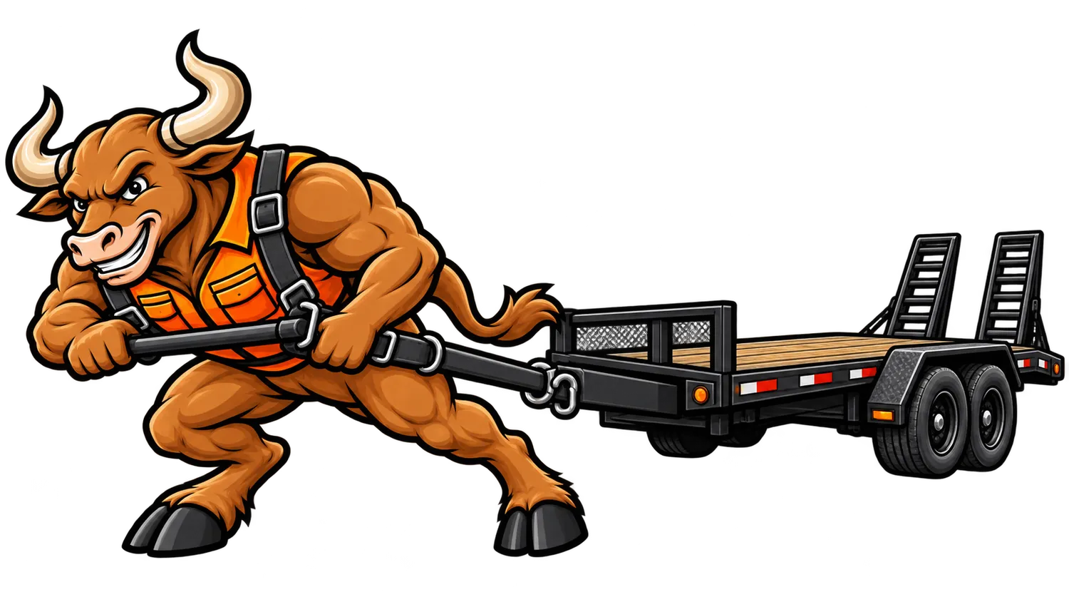 The Ox hauling the 20-foot deck over tilt trailer