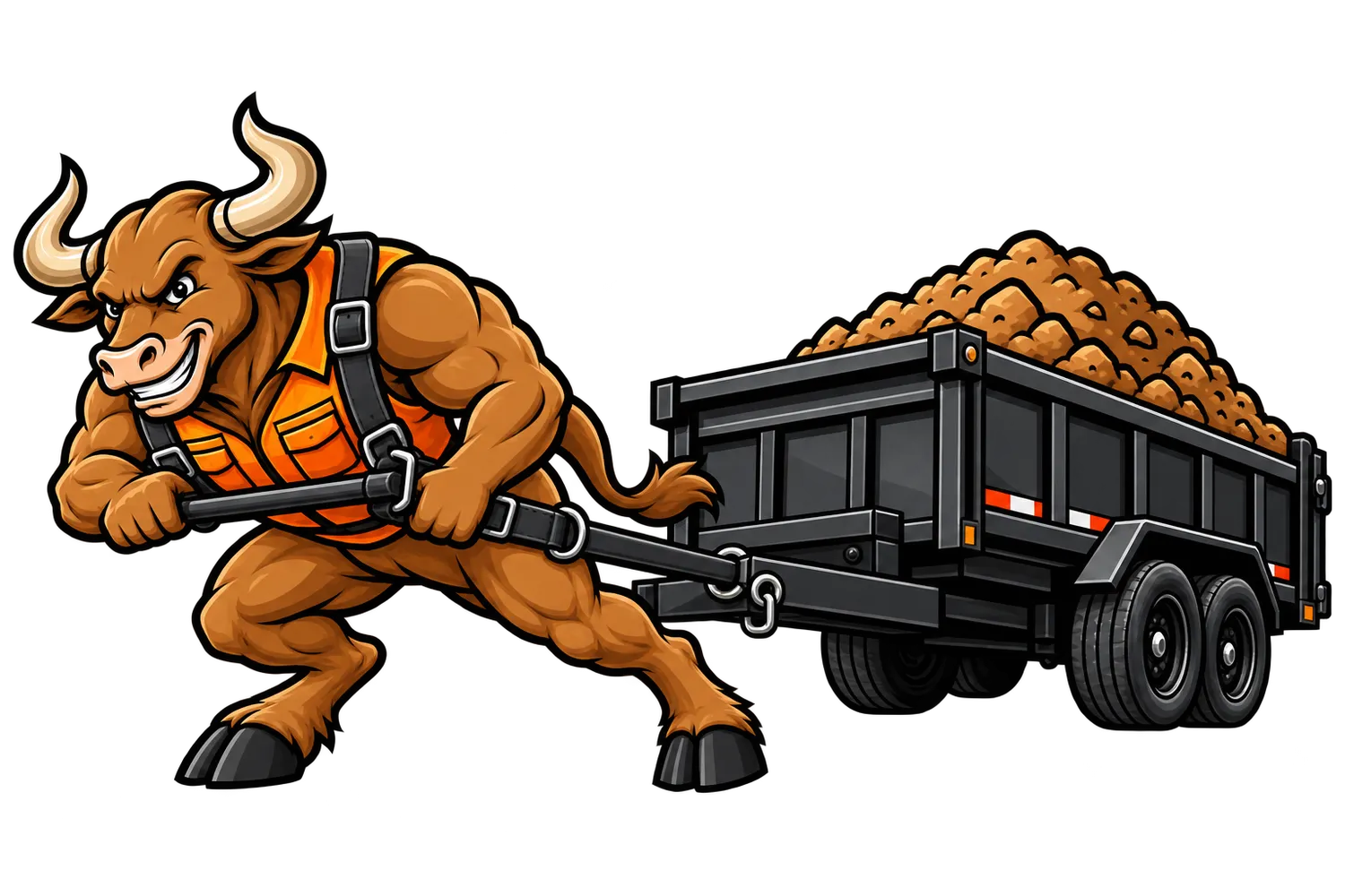 The Ox hauling the 14-foot dump trailer